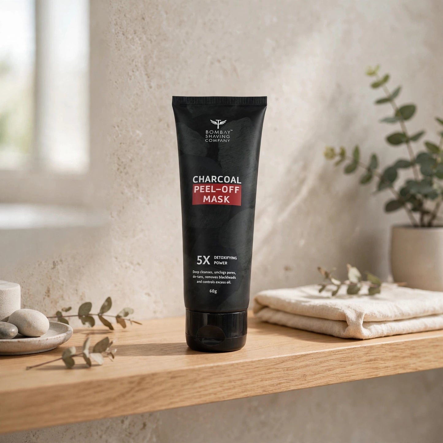 Bombay Shaving Company Activated Charcoal Peel-Off Mask - 60g | 5X Detoxifying Power | Removes Blackheads, Whiteheads & De-Tans | Fights Pollution | For Men & Women