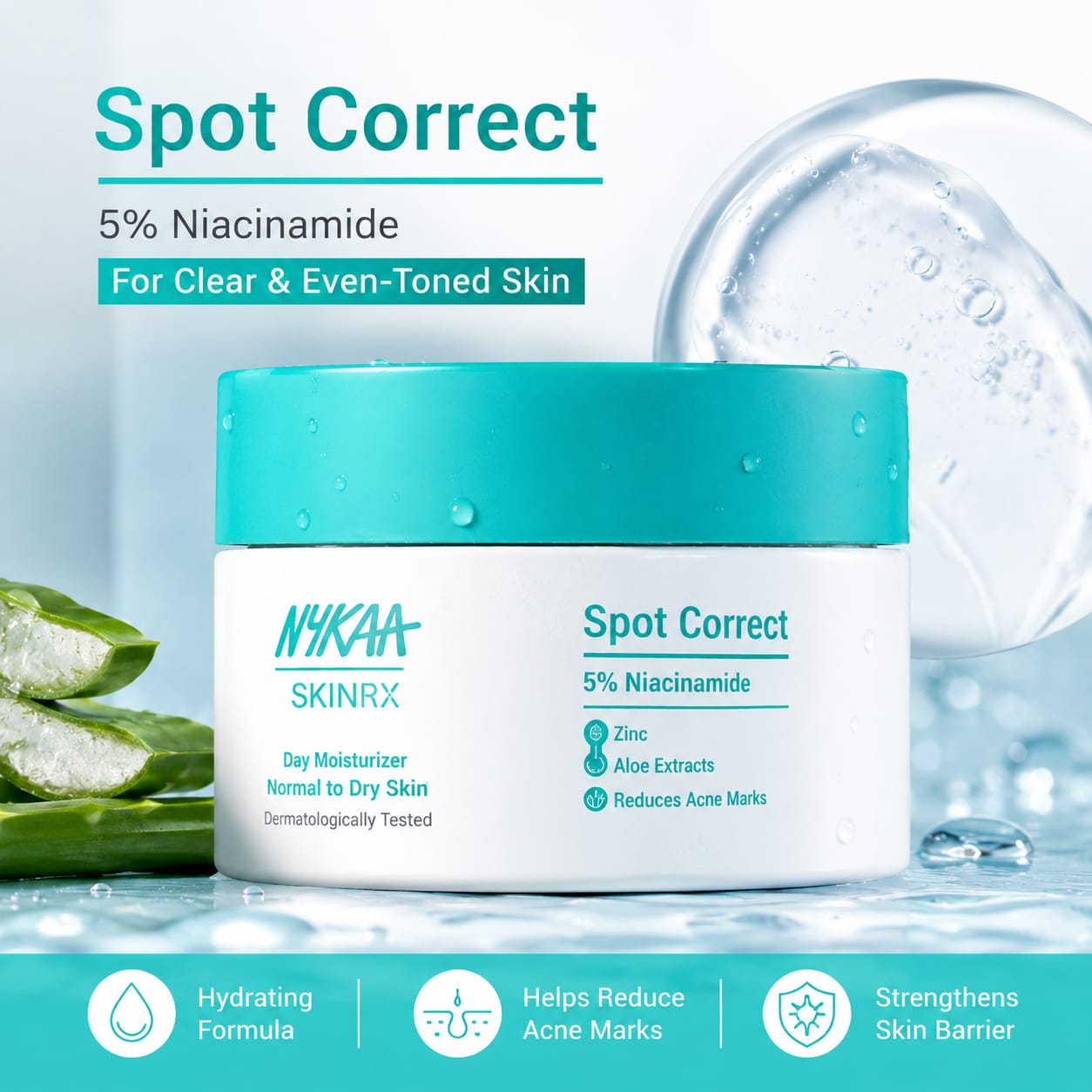 *Nykaa SKINRX Spot Correct 5% Niacinamide Day Moisturizer with Zinc & Aloe Extracts | Reduces Acne Marks | Hydrating Moisturizer for Normal to Dry Skin*