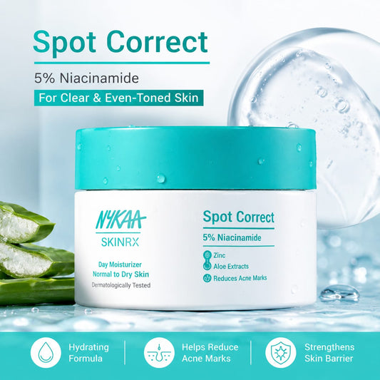 *Nykaa SKINRX Spot Correct 5% Niacinamide Day Moisturizer with Zinc & Aloe Extracts | Reduces Acne Marks | Hydrating Moisturizer for Normal to Dry Skin*
