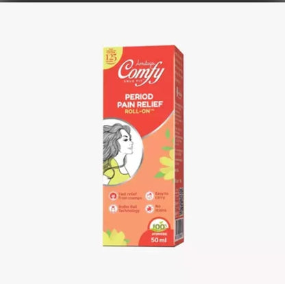Comfy Period Pain Relief Roll-On | 100% Ayurvedic Formula | Fast Relief from Menstrual Cramps | Roller Ball Applicator | No Stains | 50 ml