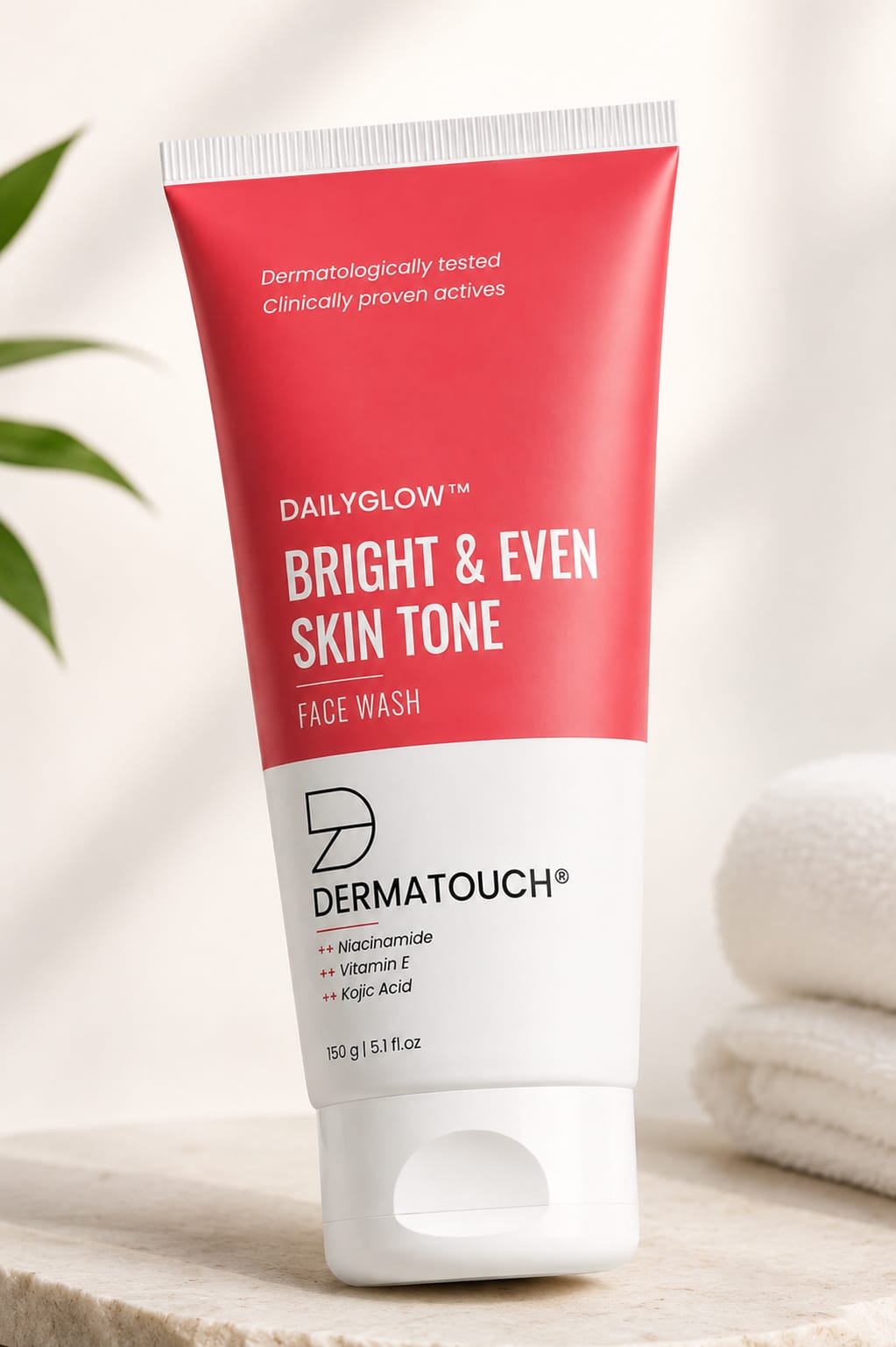 Dermatouch DailyGlow Bright & Even Skin Tone Face Wash | Niacinamide, Vitamin E & Kojic Acid | Brightening Face Wash | 150 g