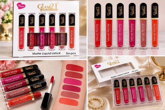 GLAM21 Velvet Matte Liquid Lipstick Set – 6 Shades