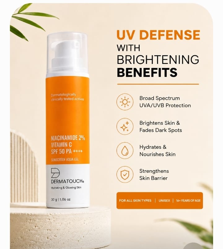 Dermatouch Niacinamide 2% + Vitamin C Sunscreen Aqua Gel SPF 50 PA++++