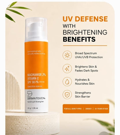 Dermatouch Niacinamide 2% + Vitamin C Sunscreen Aqua Gel SPF 50 PA++++