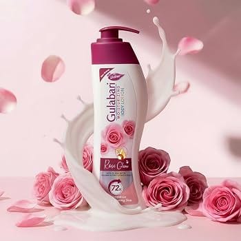 Dabur Gulabari Moisturizing Body Lotion - Rose Glow | 400ml | For Dull & Dry Skin | With Organic Rose Oil, Shea Butter | Non-Greasy | Paraben Free | 72 Hour Moisturisation | For Men & Women