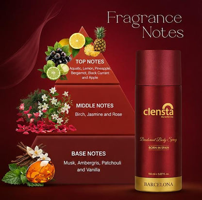 Clensta Deodorant Body Spray – Long-Lasting Freshness | 2X Advanced Formula | 150 ml | Unisex