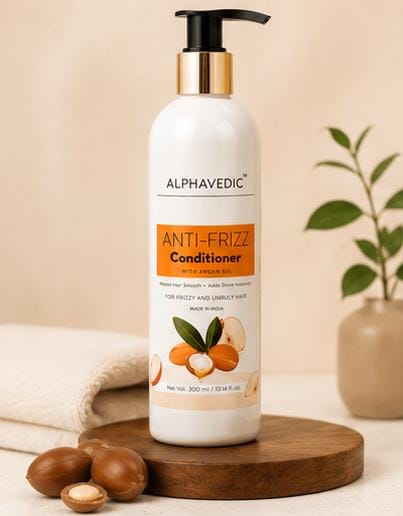 ALPHAVEDIC Anti-Frizz Hair Care Set (Shampoo + Conditioner) with Argan Oil | For Dry, Frizzy & Unruly Hair