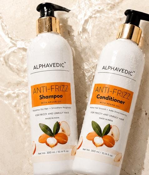 ALPHAVEDIC Anti-Frizz Hair Care Set (Shampoo + Conditioner) with Argan Oil | For Dry, Frizzy & Unruly Hair