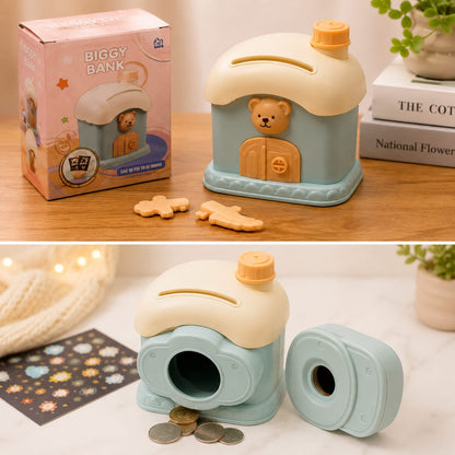 Cute Bear House Piggy Bank for Kids | Money Saving Coin Bank | ABS Plastic | Best Gift for Boys & Girls (3+ Years)