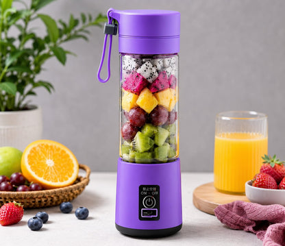 Portable USB Rechargeable Juicer Blender 450ml – 6 Stainless Steel Blades | Personal Smoothie Maker | BPA-Free Bottle