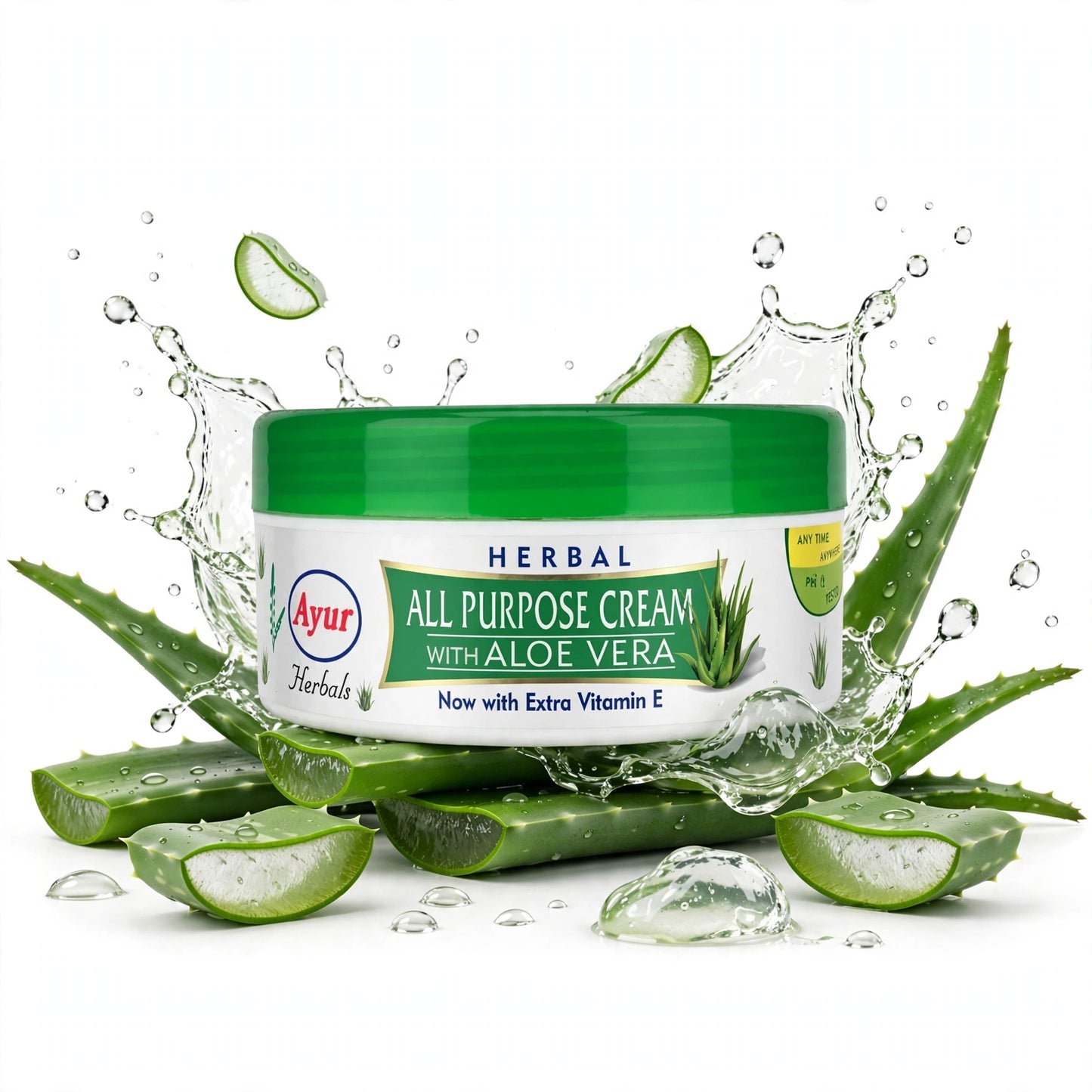 Ayur Herbals Herbal All Purpose Cream With Aloe Vera & Vitamin E | For All Skin Types | Daily Moisturizer For Face, Body & Hands | 200gm