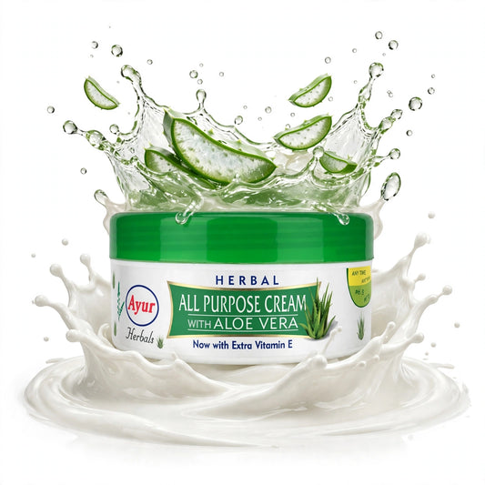 Ayur Herbals Herbal All Purpose Cream With Aloe Vera & Vitamin E | For All Skin Types | Daily Moisturizer For Face, Body & Hands | 200gm