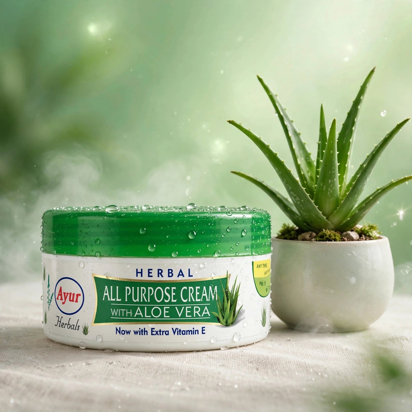 Ayur Herbals Herbal All Purpose Cream With Aloe Vera & Vitamin E | For All Skin Types | Daily Moisturizer For Face, Body & Hands | 200gm