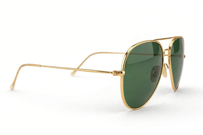 Unisex Aviator Sunglasses Green Lens with Golden Metal Frame - UV Protection Stylish Sunglasses for Men & Women (58mm)
