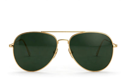 Unisex Aviator Sunglasses Green Lens with Golden Metal Frame - UV Protection Stylish Sunglasses for Men & Women (58mm)