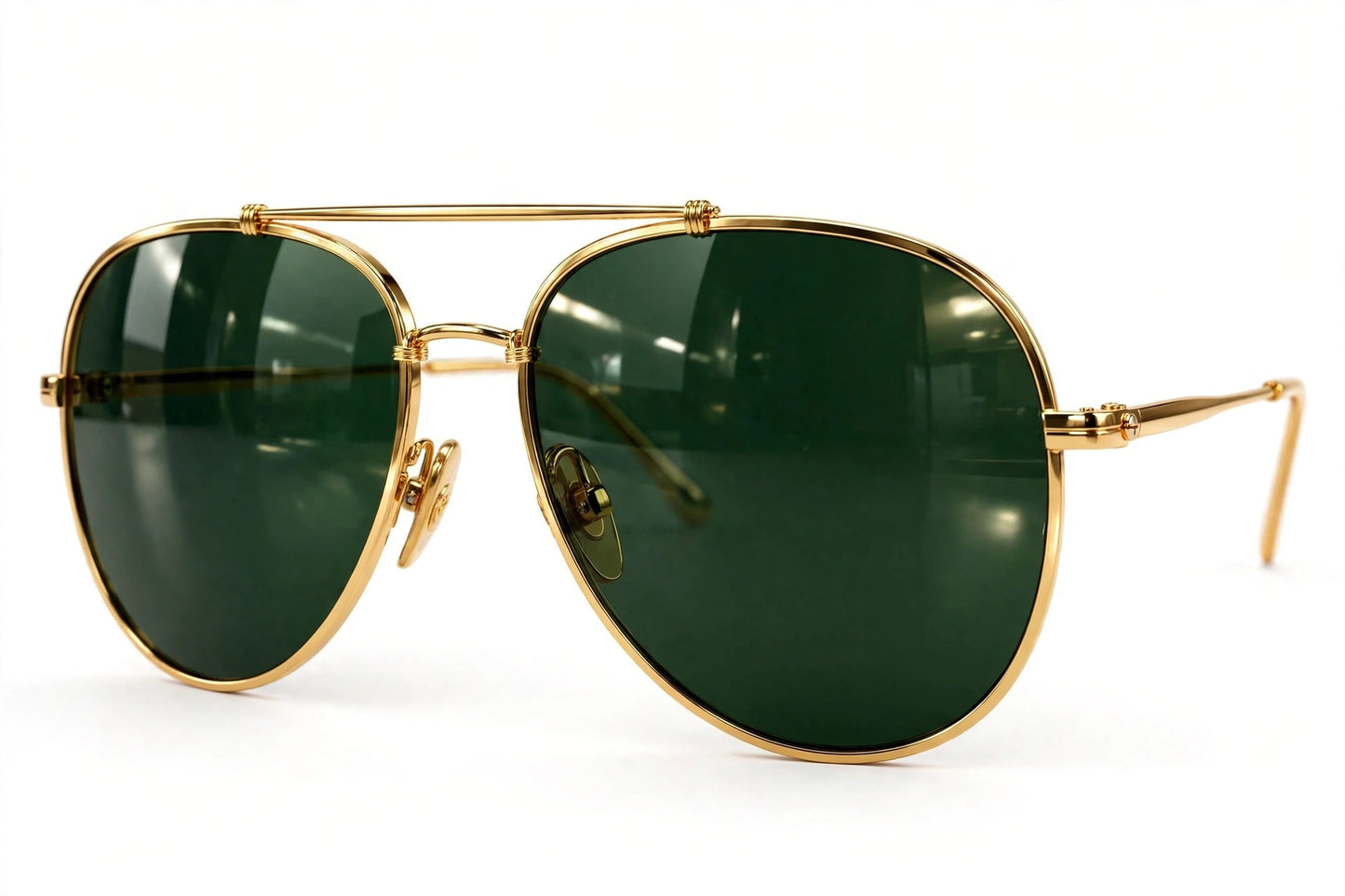 Unisex Aviator Sunglasses Green Lens with Golden Metal Frame - UV Protection Stylish Sunglasses for Men & Women (58mm)
