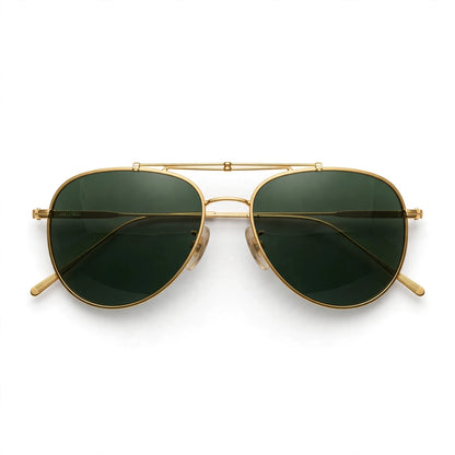 Unisex Aviator Sunglasses Green Lens with Golden Metal Frame - UV Protection Stylish Sunglasses for Men & Women (58mm)