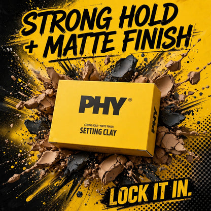 PHY Setting Clay - Strong Hold + Ultra Matte Finish | Hair Clay for Men | 75g | Natural Look, No Shine, Easy Wash
